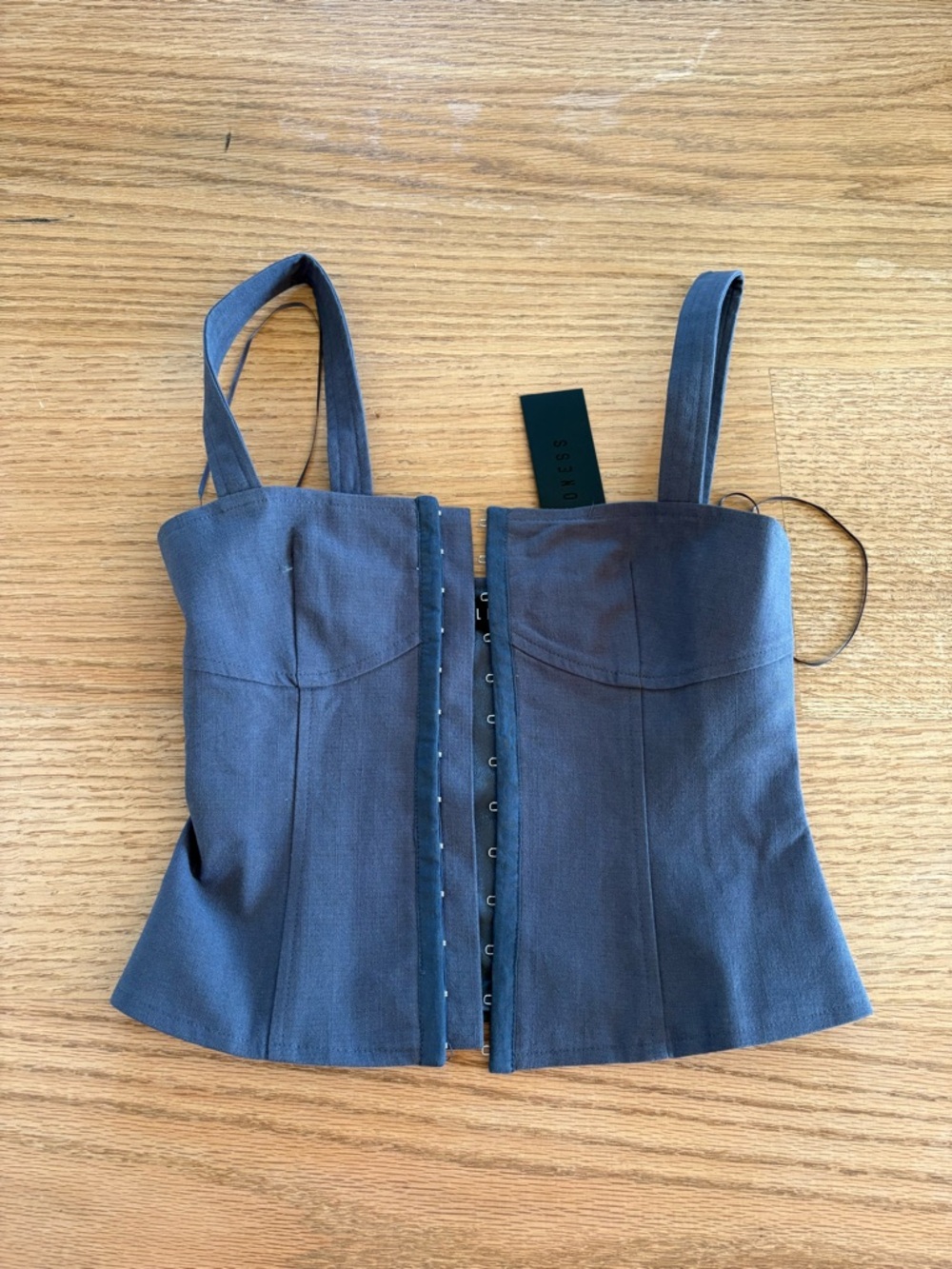 Lioness Structured Corset Tank Top in Charcoal Gray - Picture 1 of 3